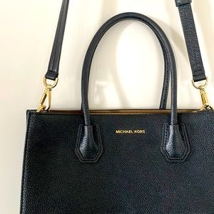 Mercer Large Pebbled Leather Accordion Black Tote Bag